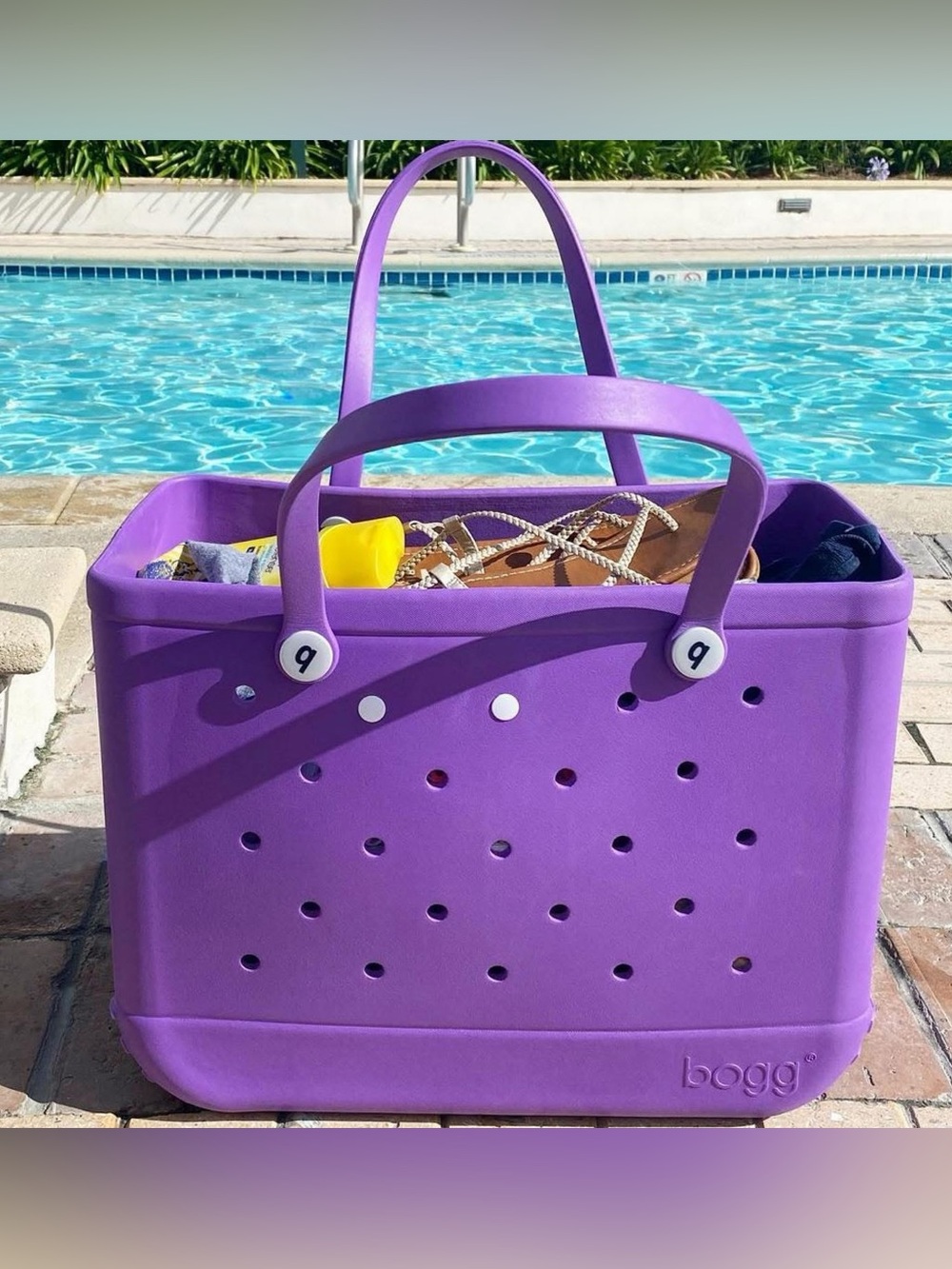 Original Bogg Bag Large Purple Beach Tote Washable EVA Bag - Picture 3 of 8